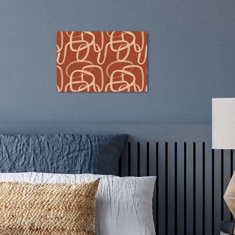 Lijnen - Abstract - Organisch - Terracotta - Crème poster papier klein 62 -sfeer2