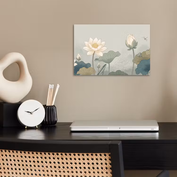 Lotus - Bloemen - Groen poster papier klein -sfeer1