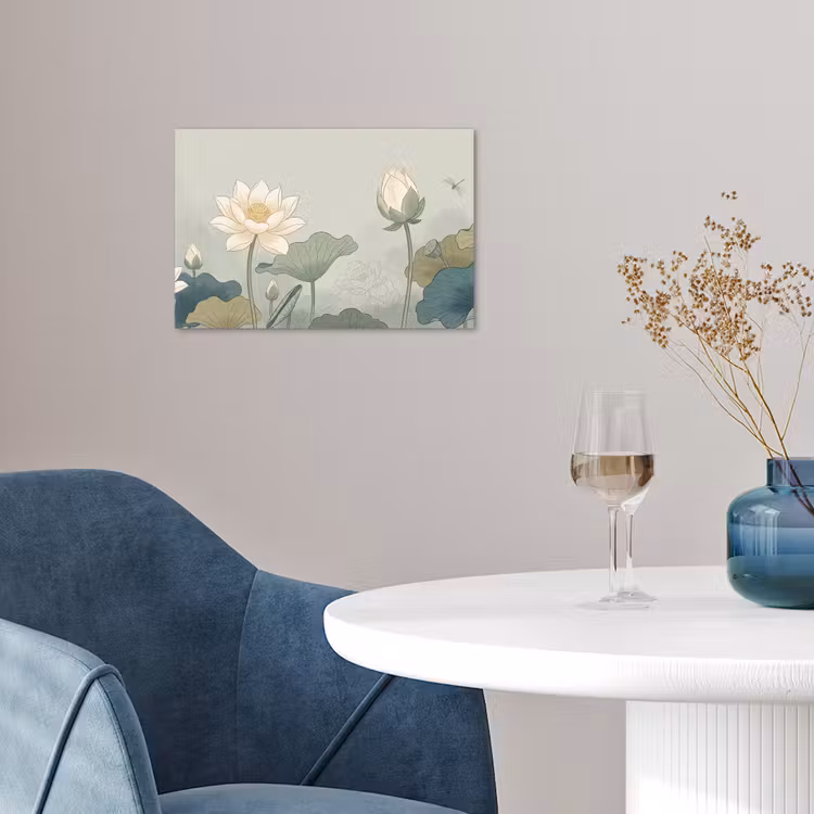 Lotus - Bloemen - Groen poster papier klein -sfeer3
