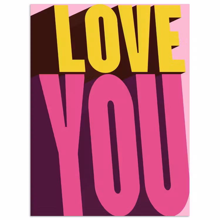 Love - Tekst - Roze - Valentijn poster papier klein -3d