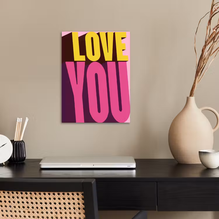 Love - Tekst - Roze - Valentijn poster papier klein -sfeer1