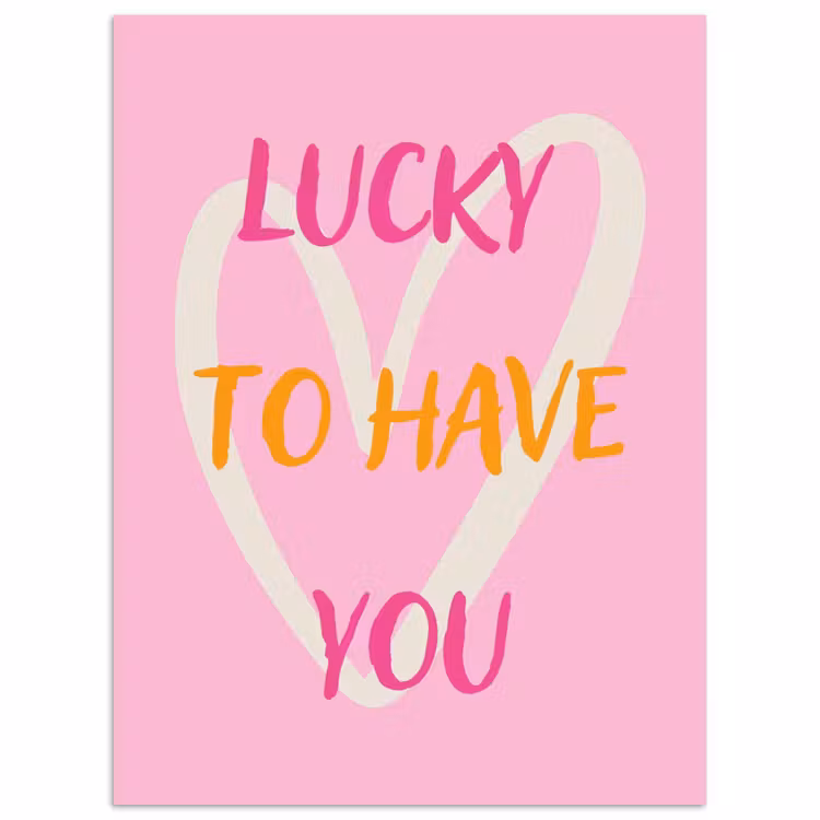 Lucky - Love - Valentijn - Roze poster papier klein -3d