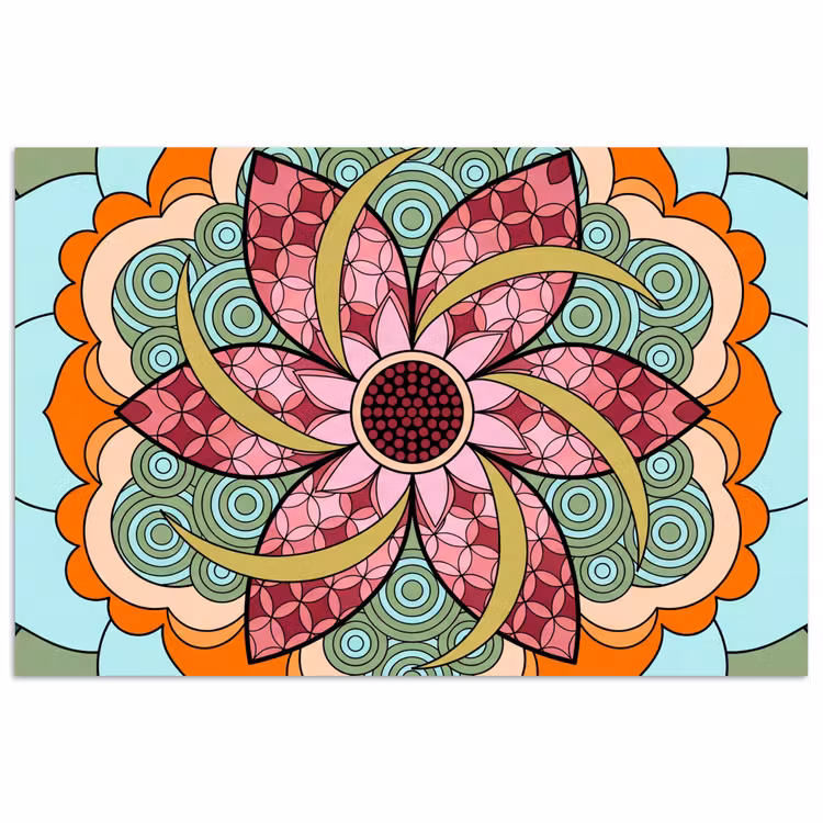 Mandala - Geometrisch - Kunst - Decoratief - Kleurrijk poster papier klein -3d