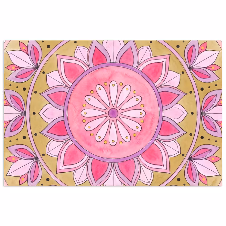 Mandala - Patroon - Kunst - Aquarel - Roze poster papier klein -3d