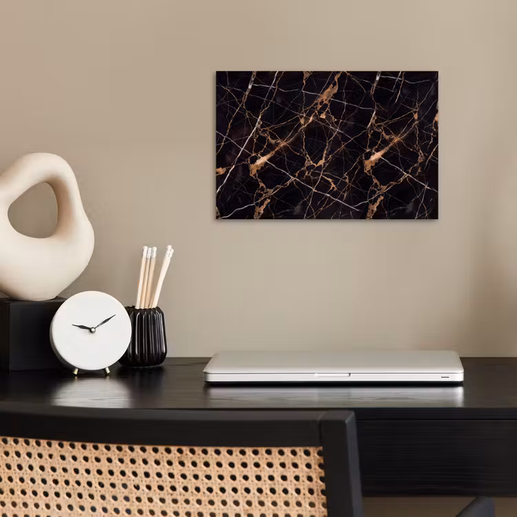 Marmer - Goud - Abstract - Zwart poster papier klein -sfeer1