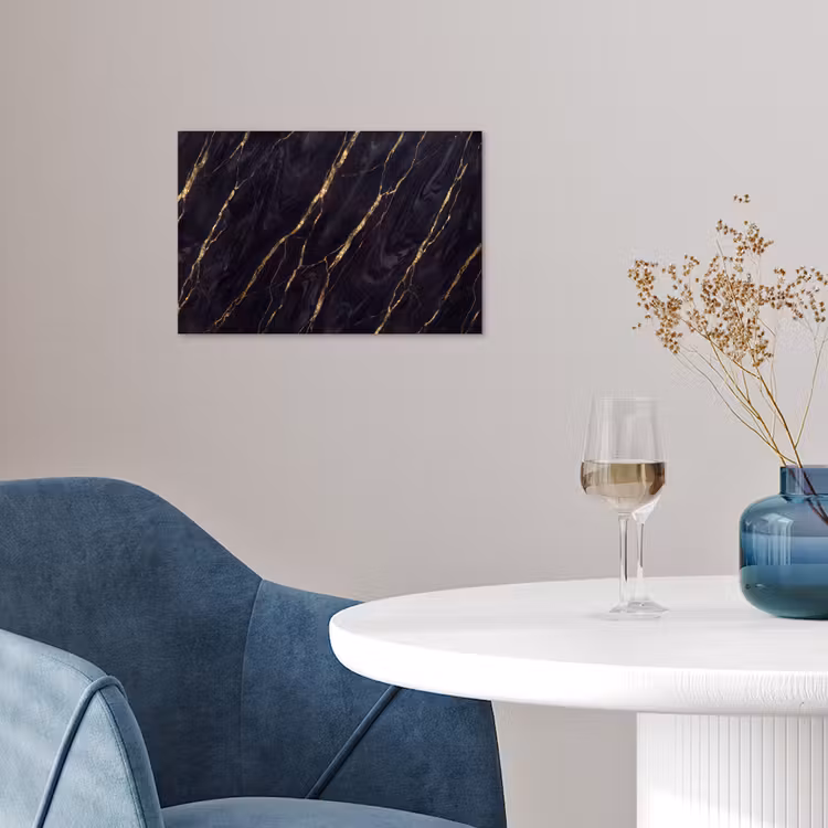 Marmer - Gouden aders - Abstract - Zwart poster papier klein -sfeer3