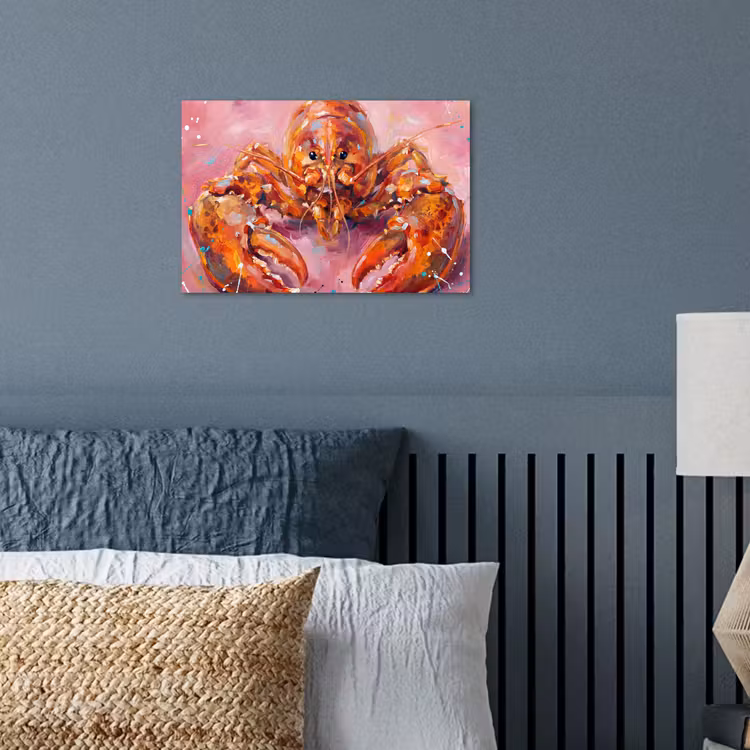 Zeeleven - Kreeft - Spatters - Abstract - Roze poster papier klein -sfeer2