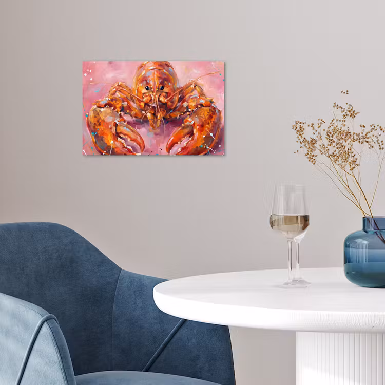 Zeeleven - Kreeft - Spatters - Abstract - Roze poster papier klein -sfeer3
