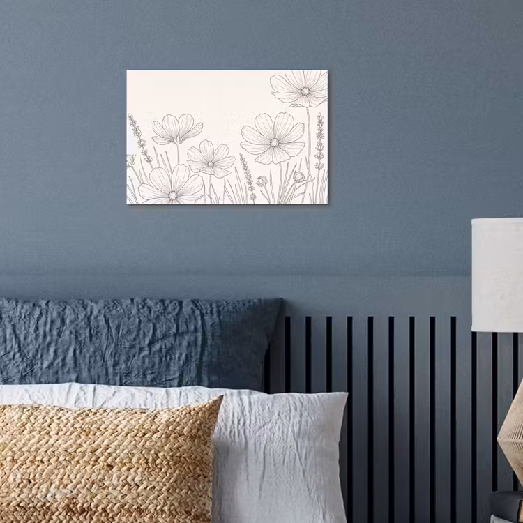 Minimalistisch - Modern - Bloemen - Beige poster papier klein -sfeer2