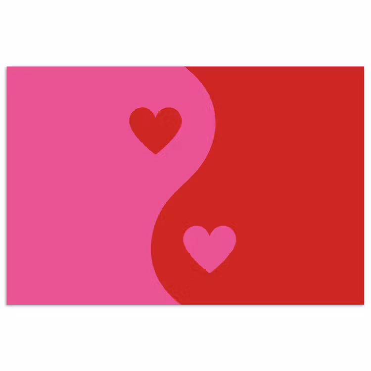 Minimalistisch - Rood - Roze - Hartjes poster papier klein -3d