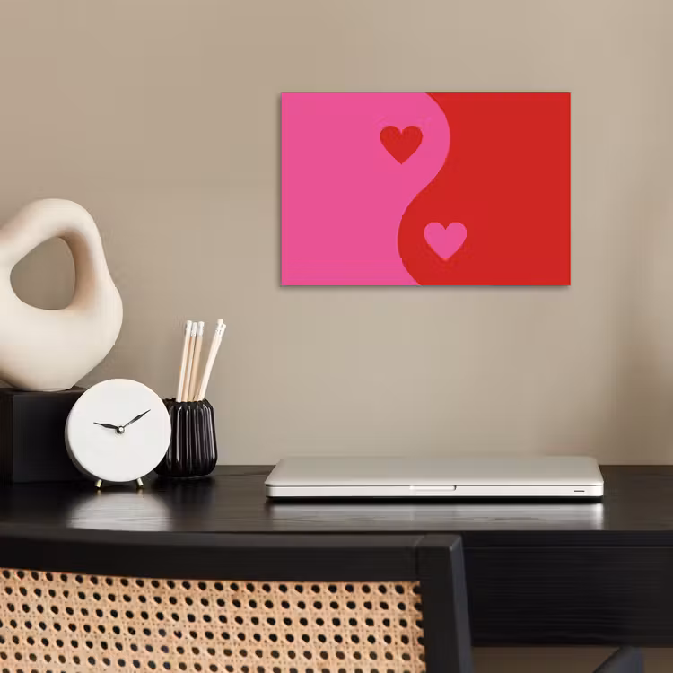 Minimalistisch - Rood - Roze - Hartjes poster papier klein -sfeer1