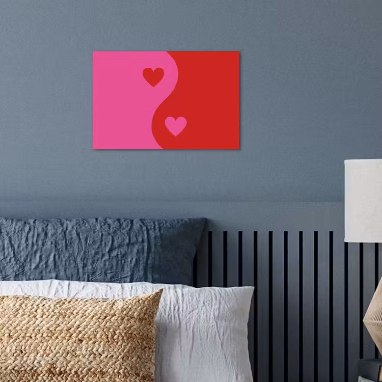 Minimalistisch - Rood - Roze - Hartjes poster papier klein -sfeer2