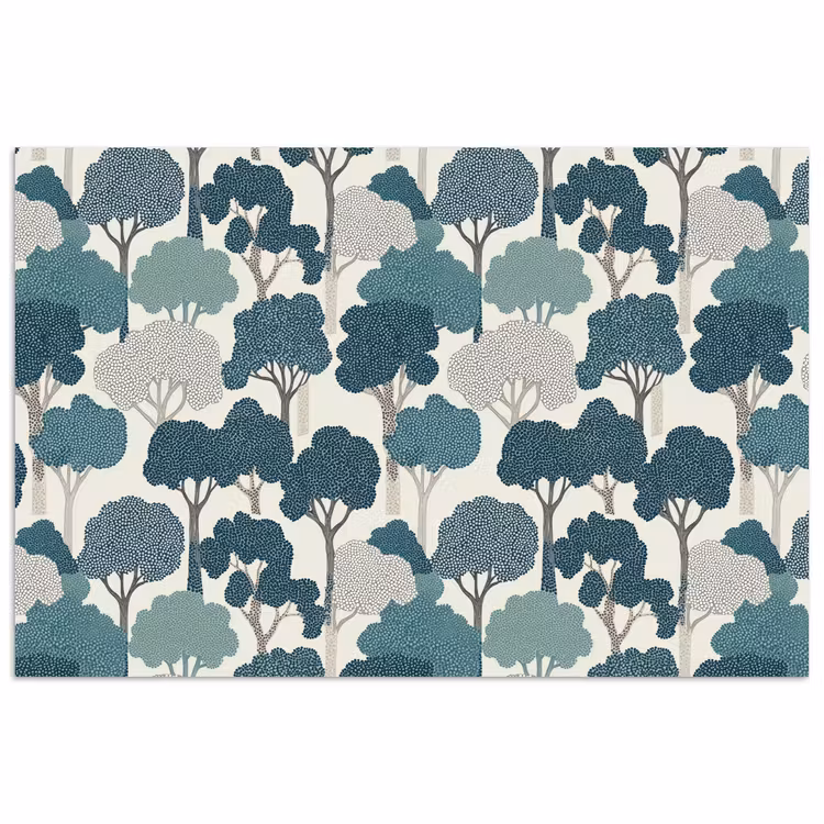 Modern - Bomen - Bos - Patroon - Blauw poster papier klein 62 -3d
