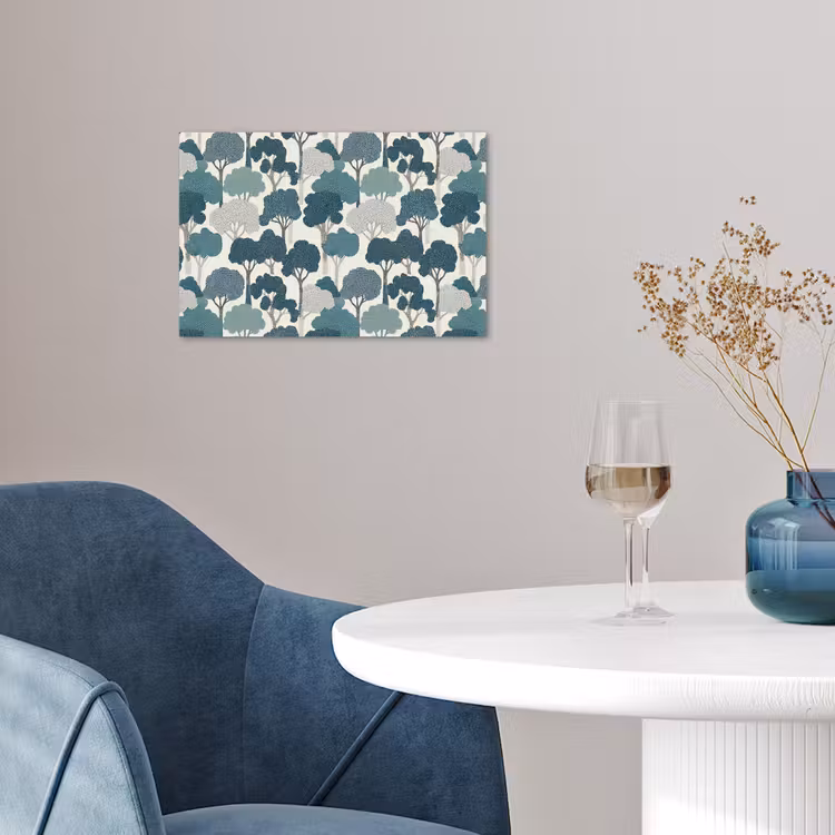 Modern - Bomen - Bos - Patroon - Blauw poster papier klein 62 -sfeer3