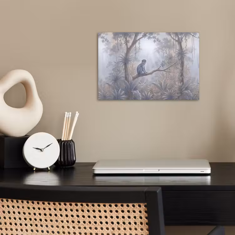 Aap - Boom - Jungle - Natuur - Grijs poster papier klein -sfeer1