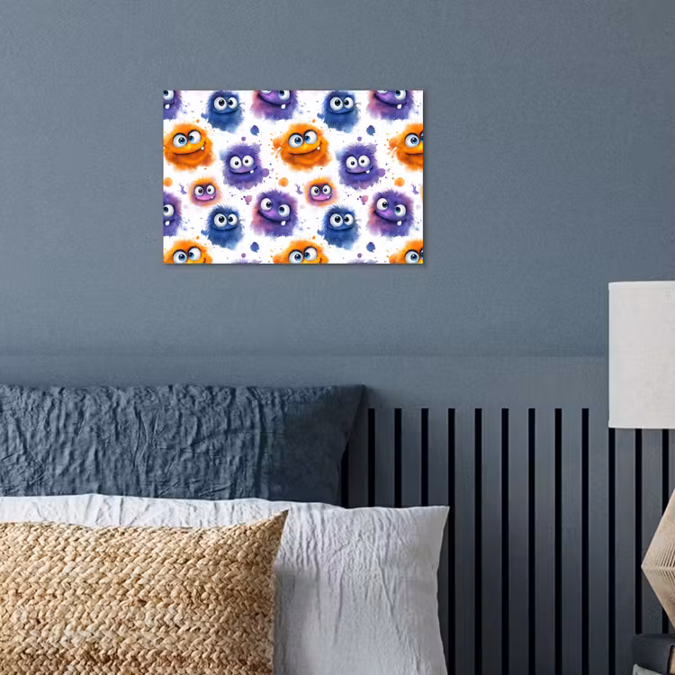 Monstertjes - Aquarel - Kleurrijk poster papier klein 62 -sfeer2
