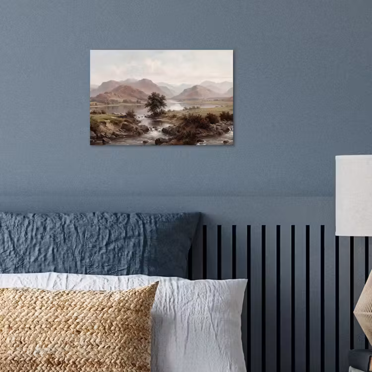 Berglandschap - Meer - Bergen - Vallei - Klassiek poster papier klein -sfeer2