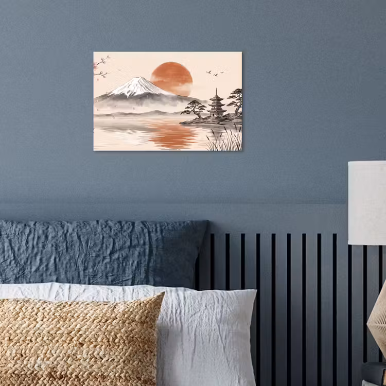 Bergtop - Meer - Bloesem poster papier klein -sfeer2