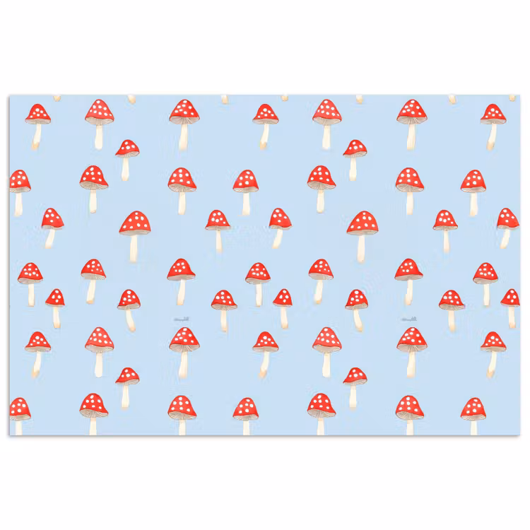 Paddenstoel -Sprookje - Blauw poster papier klein 62 -3d