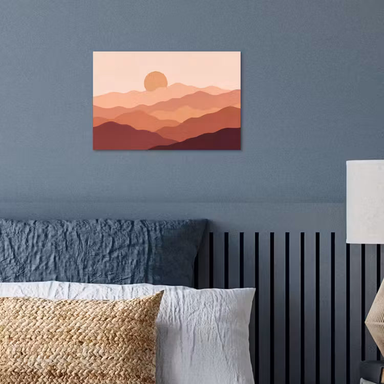 Natuur - Heuvels - Abstract - Modern - Oranje poster papier klein -sfeer2