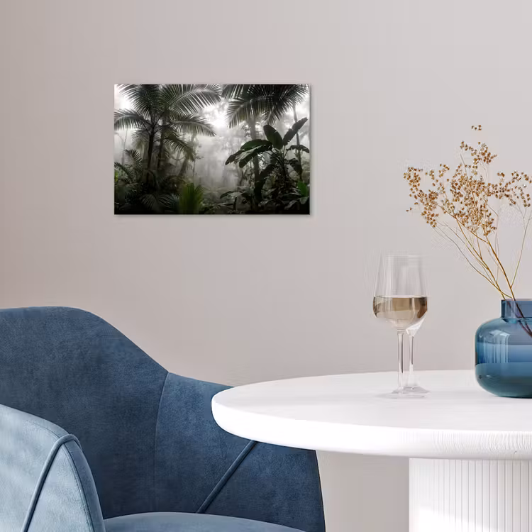 Natuur - Jungle - Mist - Groen - Bladeren poster papier klein -sfeer3