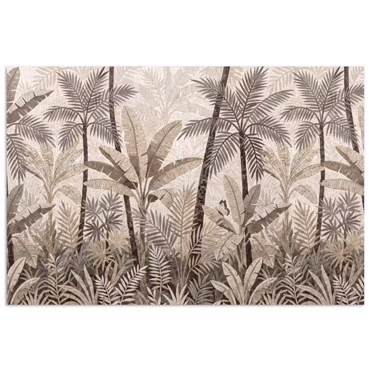 Natuur - Bladeren - Landschap - Mozaïek - Beige poster papier klein -3d