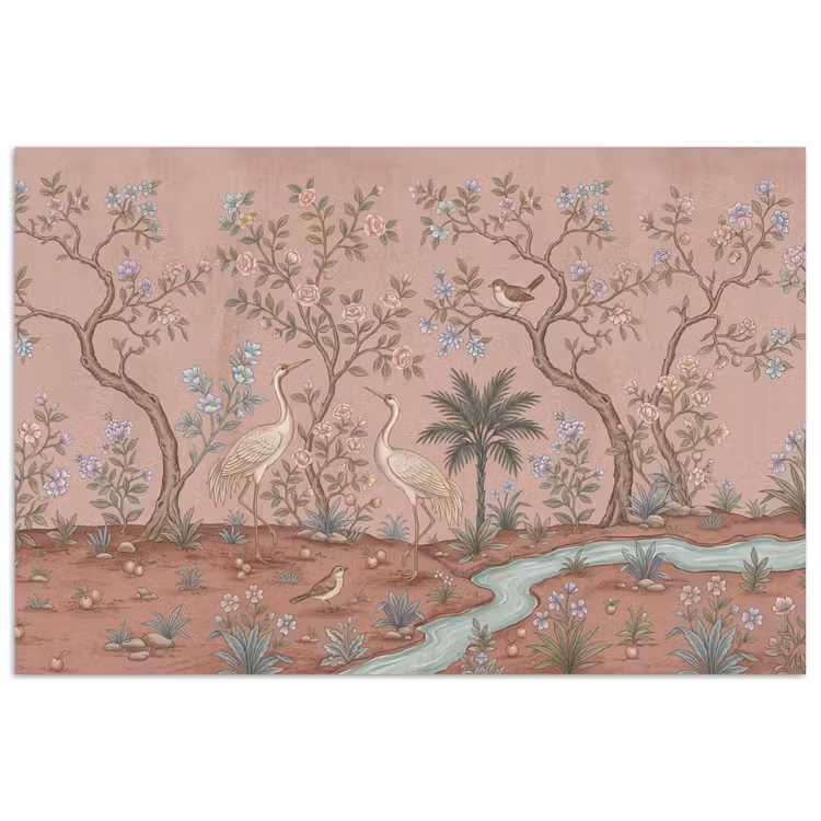 Nostalgisch - Reigers - Roze poster papier klein -3d