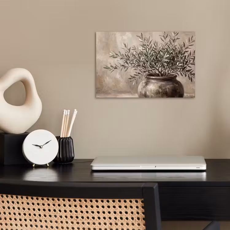 Olijfplant - Aardenpot - Abstract - Beige poster papier klein -sfeer1