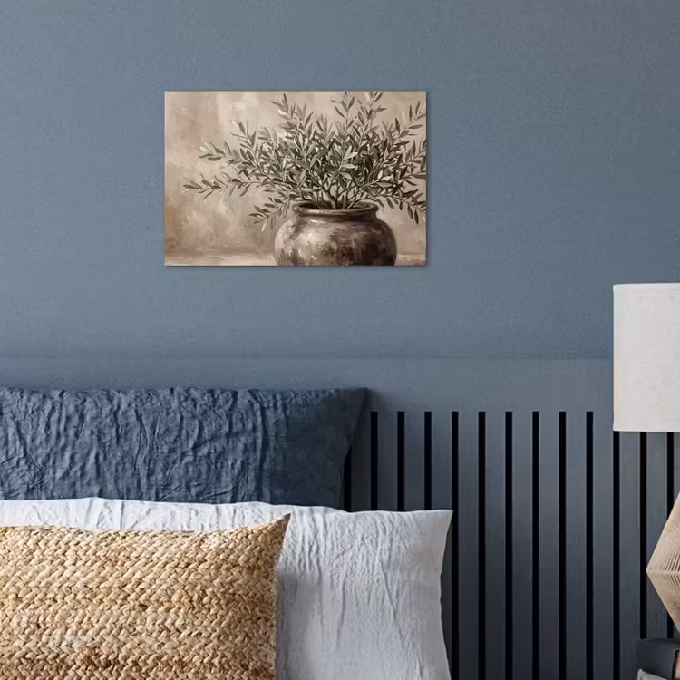 Olijfplant - Aardenpot - Abstract - Beige poster papier klein -sfeer2