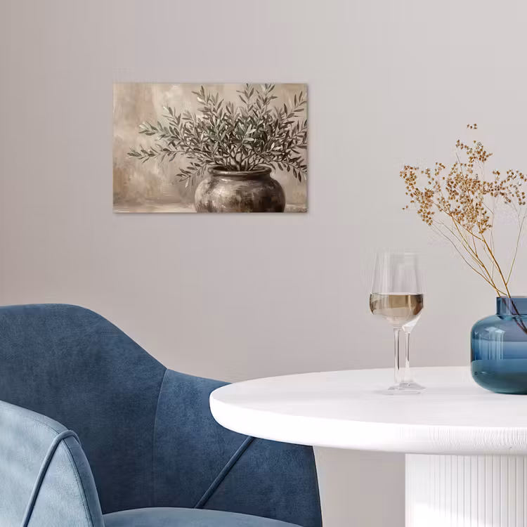 Olijfplant - Aardenpot - Abstract - Beige poster papier klein -sfeer3