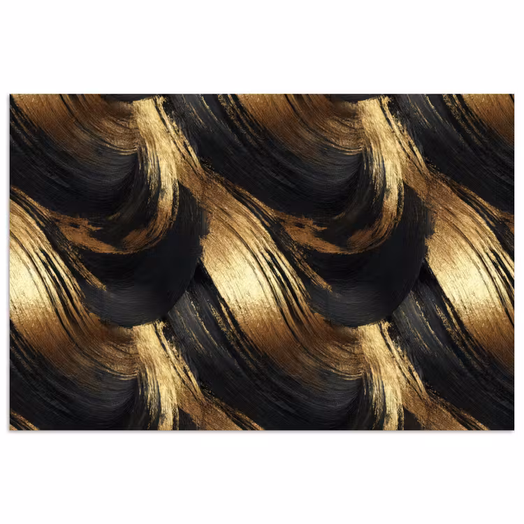 Verfstreken - Abstract - Goud - Zwart poster papier klein 62 -3d