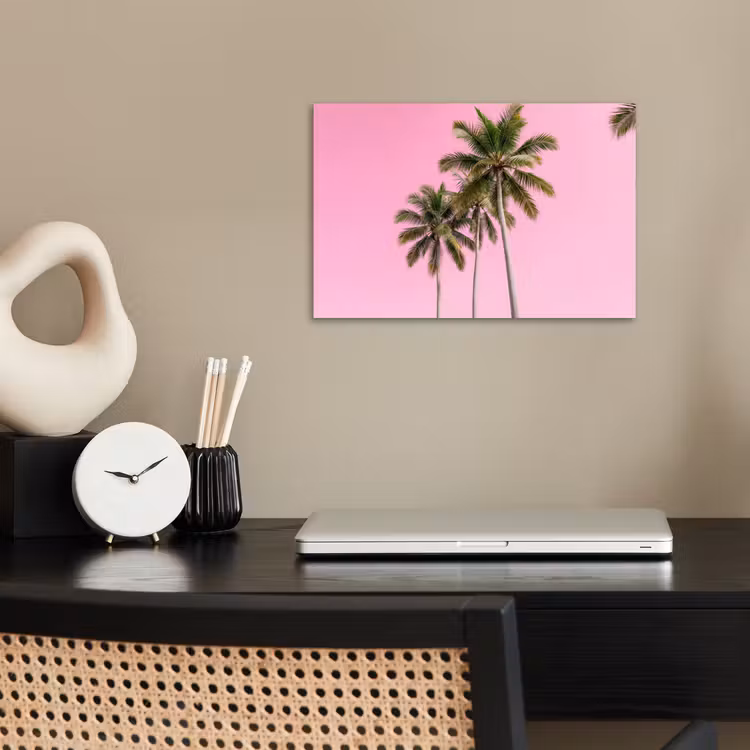 Palmboom - Tropisch - Pink poster papier klein -sfeer1