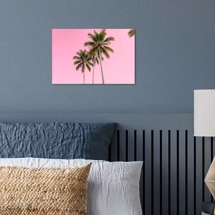 Palmboom - Tropisch - Pink poster papier klein -sfeer2
