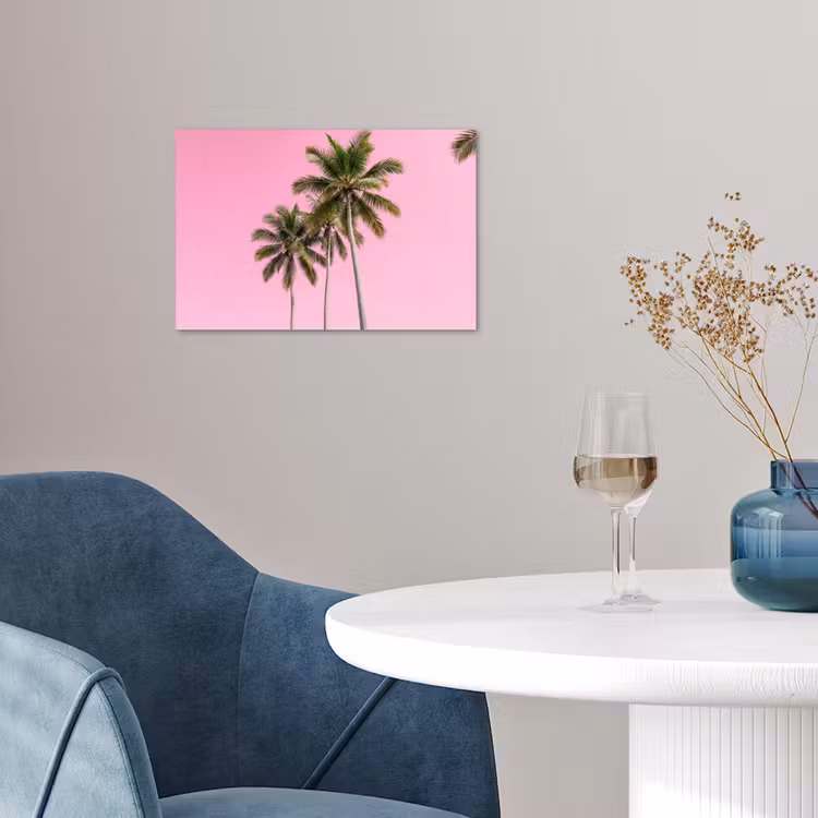 Palmboom - Tropisch - Pink poster papier klein -sfeer3