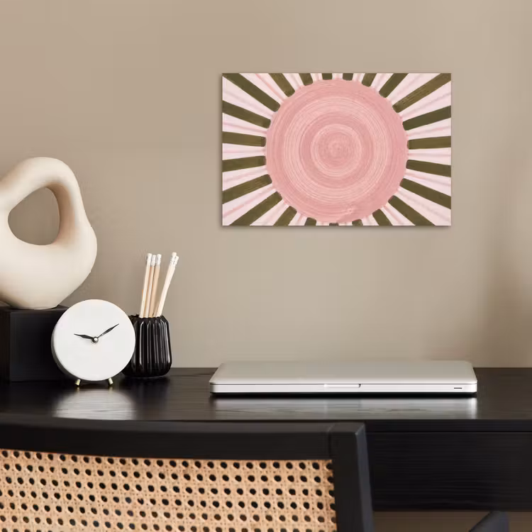 Patroon - Cirkel - Stralen - Abstract - Roze poster papier klein -sfeer1