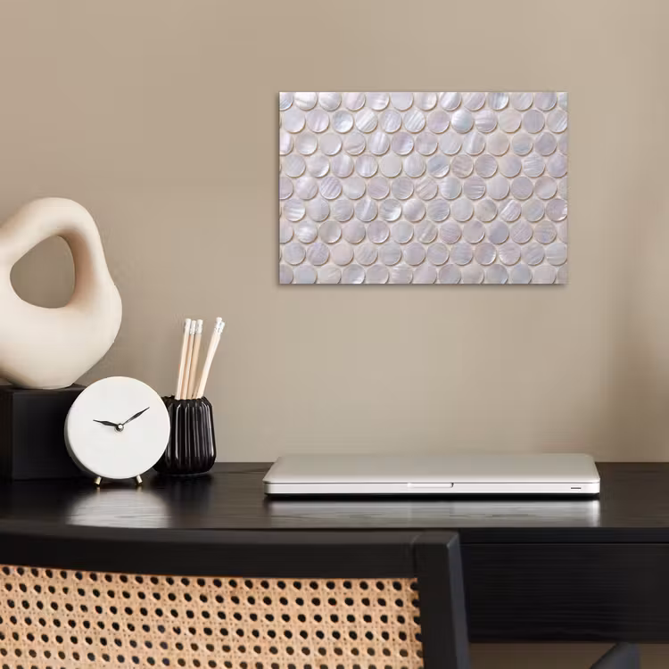 Patroon - Cirkels - Abstract - Modern - Wit poster papier klein -sfeer1
