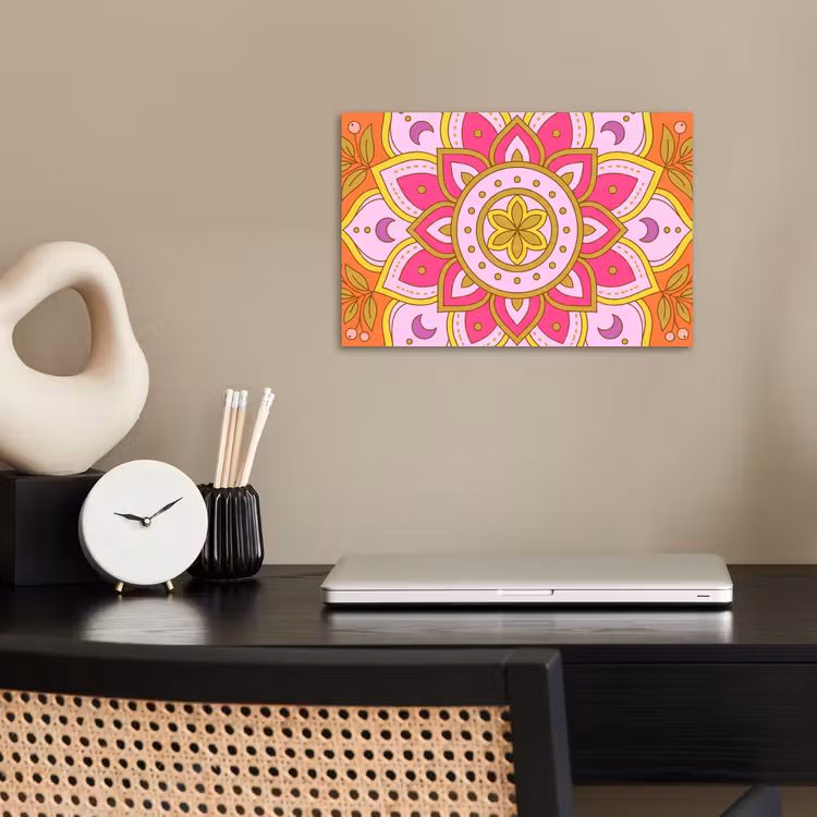 Patroon - Bloemmotief - Decoratie - Abstract - Roze poster papier klein -sfeer1