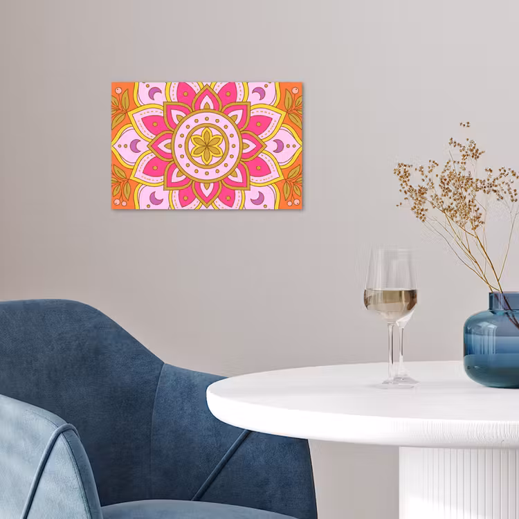 Patroon - Bloemmotief - Decoratie - Abstract - Roze poster papier klein -sfeer3