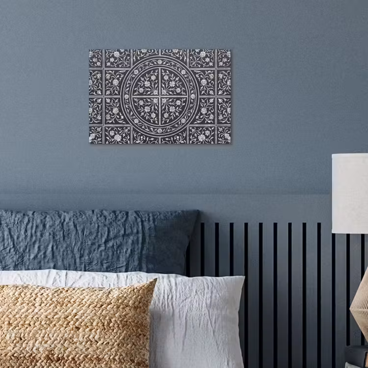 Patroon - Bloemmotief - Decoratie - Klassiek - Zwart poster papier klein -sfeer2
