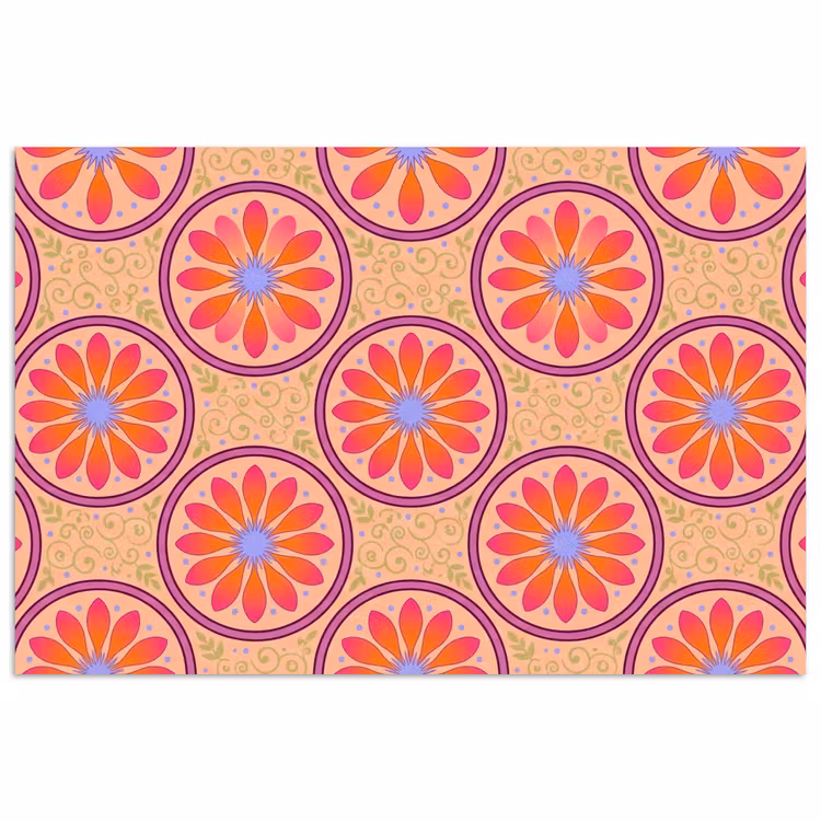 Patroon - Bloemen - Decoratief - Kleurrijk - Modern poster papier klein -3d