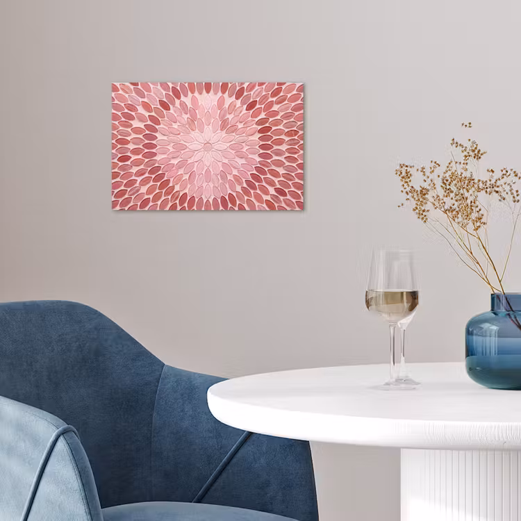 Patroon - Mozaïek - Ovaal - Abstract - Roze poster papier klein -sfeer3