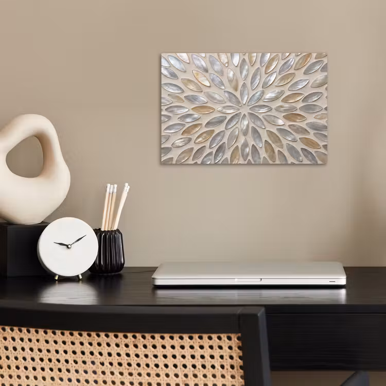 Patroon - Ovaal - Glanzend - Abstract - Beige poster papier klein -sfeer1
