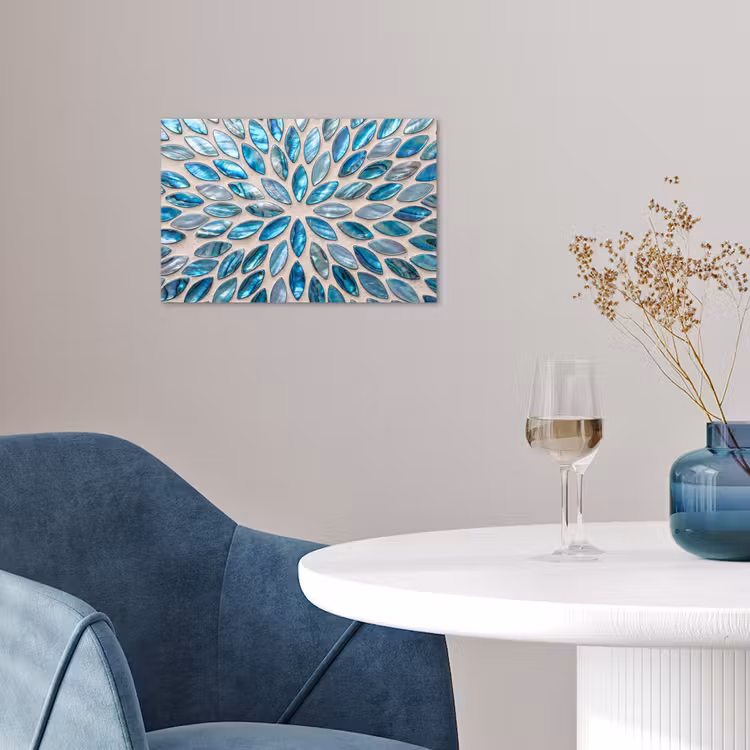 Patroon - Glans - Abstract - Blauw - Decoratie poster papier klein -sfeer3