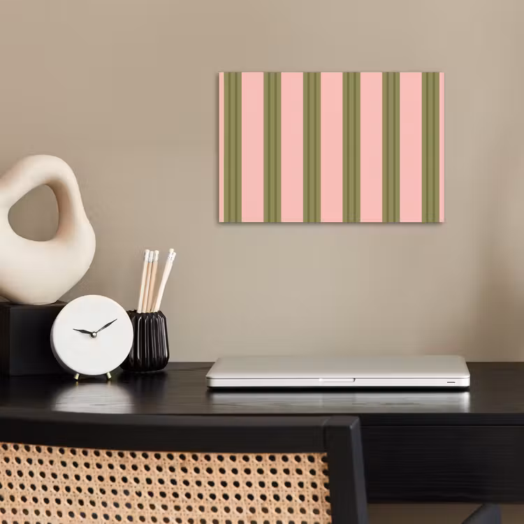 Patroon - Strepen - Abstract - Roze - Groen poster papier klein -sfeer1