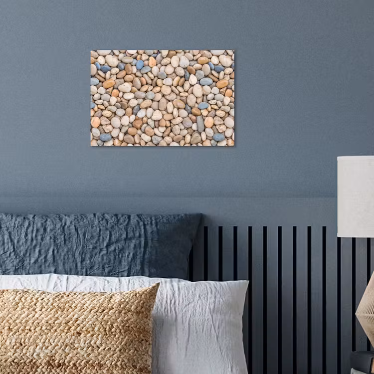 Kiezelstenen - Natuur - Textuur - Beige - Grijs poster papier klein -sfeer2