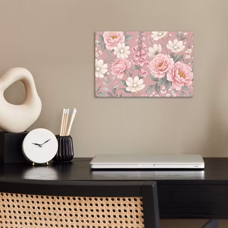 Pioenrozen - Vingerhoedskruid - Pink poster papier klein -sfeer1
