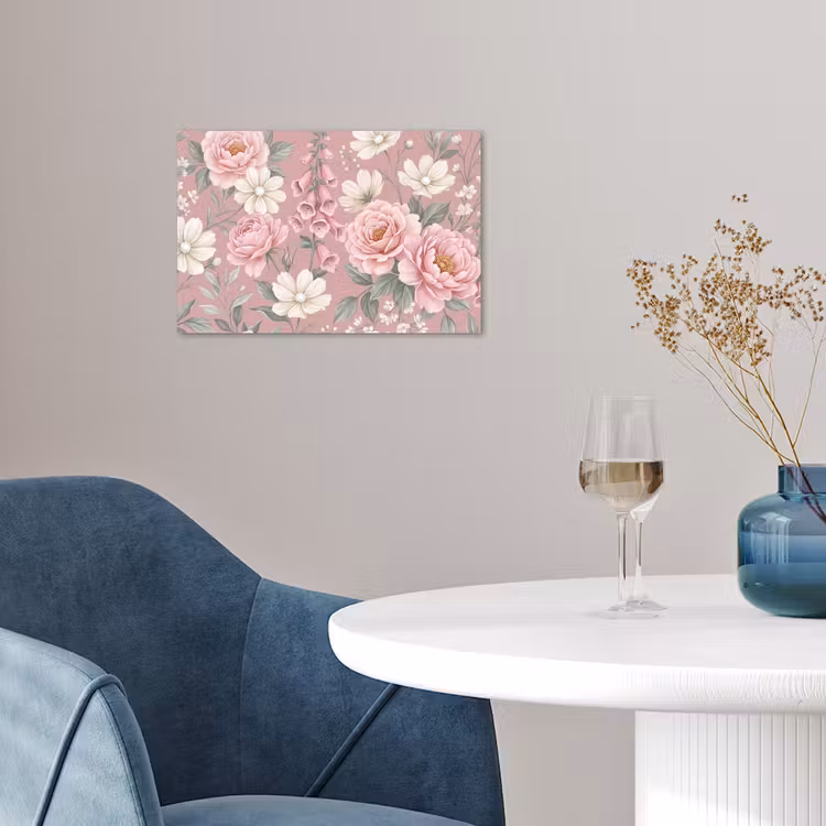 Pioenrozen - Vingerhoedskruid - Pink poster papier klein -sfeer3