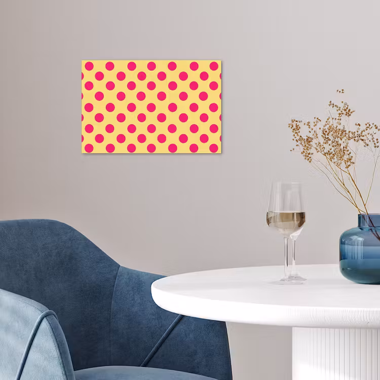 Roze - Stippen - Geel poster papier klein 62 -sfeer3
