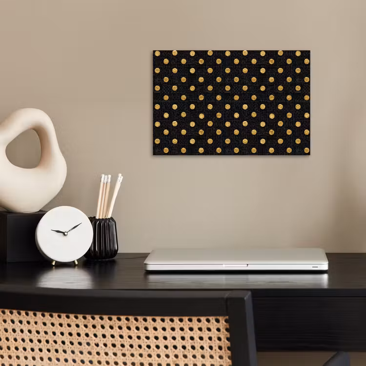 Polka Dot - Stippen - Goud - Zwart poster papier klein 62 -sfeer1