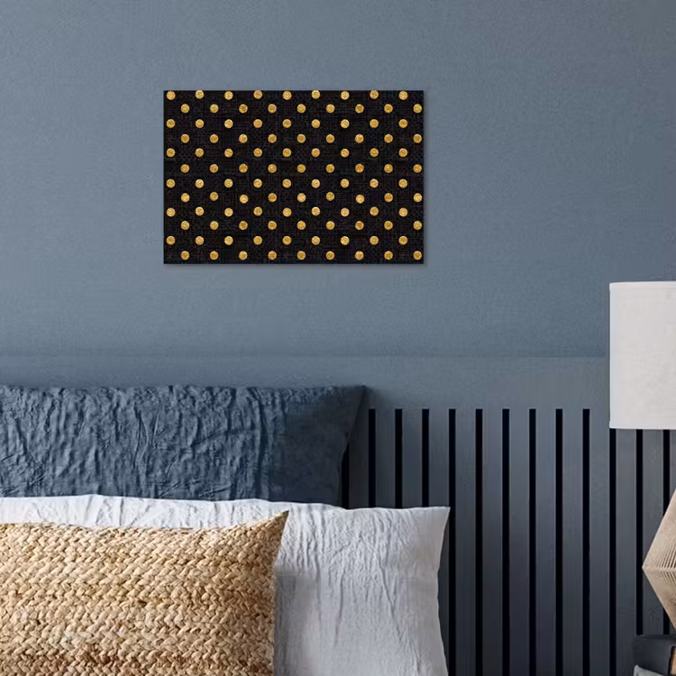 Polka Dot - Stippen - Goud - Zwart poster papier klein 62 -sfeer2